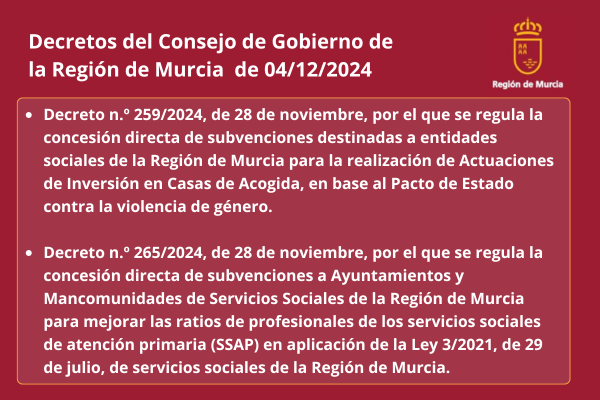 Decretos del Consejo de Gobierno de la Región de Murcia